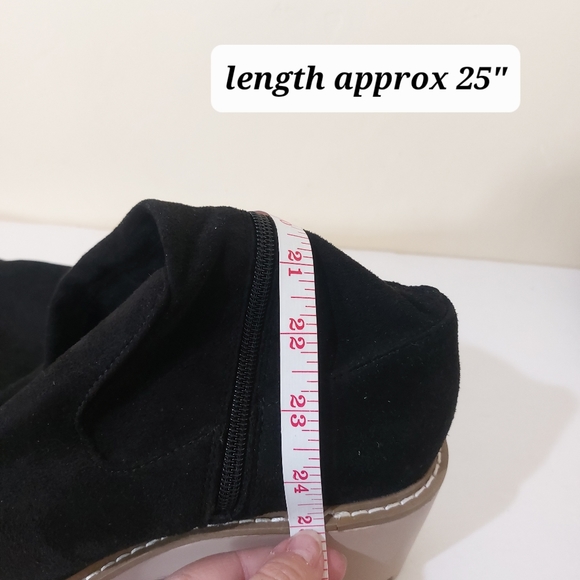 Nicole Miller Bass Black Vegan Leather Grunge Over The Knee Chunky Heeled Boot - Picture 10 of 13